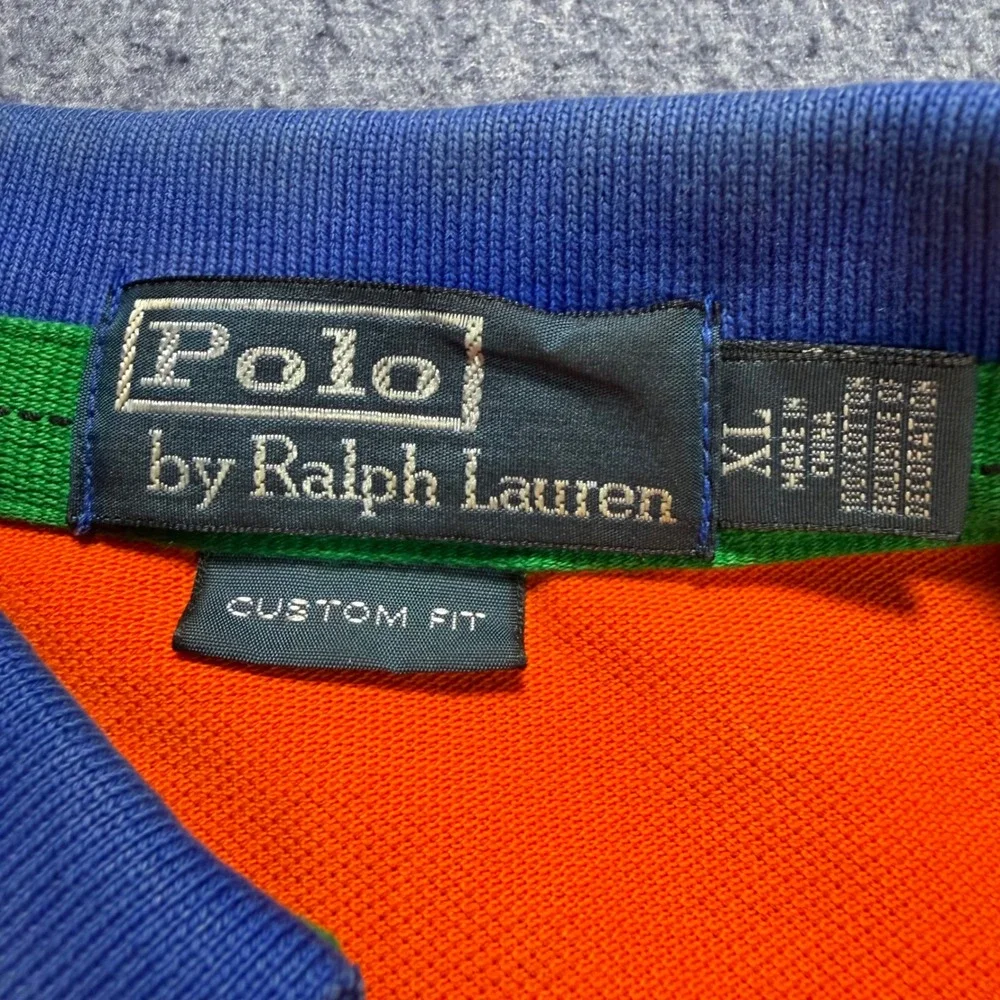 90s Polo Ralph Lauren Mens Orange Canoe Kayak Club Patch Polo XL Custom Fit